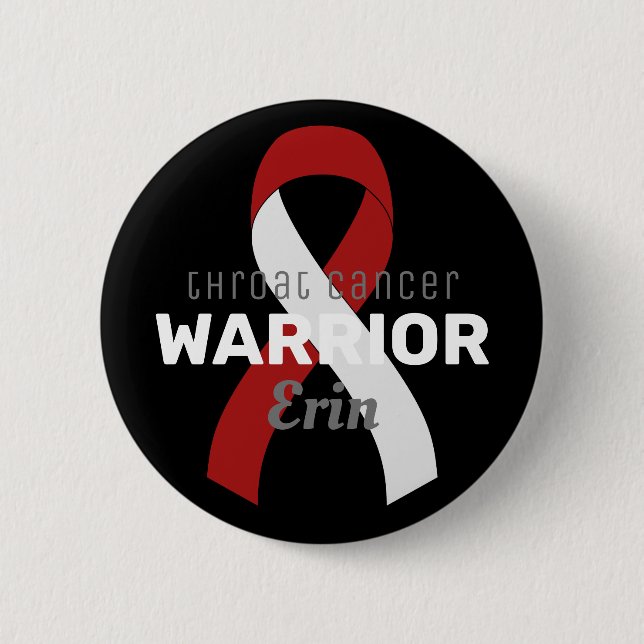 Throat Cancer Warrior Ribbon Black Button (Front)