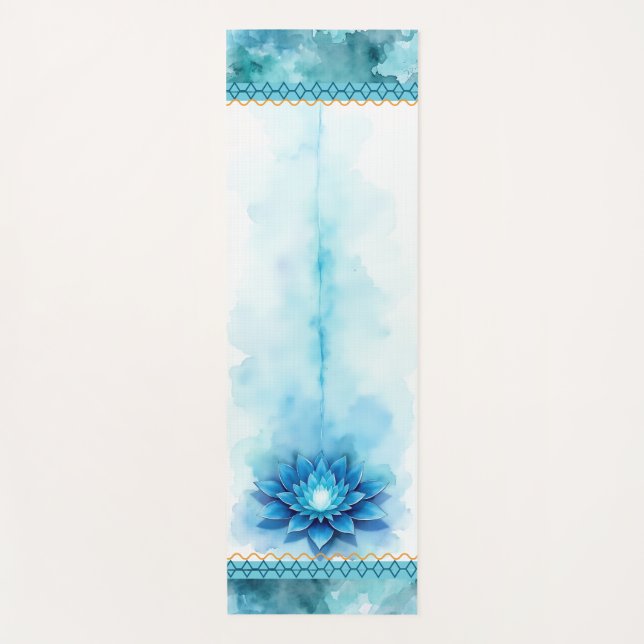 Throat Chakra Yoga Mat | Blue Lotus Alignment (Front)
