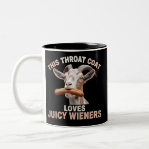Throat Goat Swallows Juicy Wieners Inappropriate Two-Tone Coffee Mug