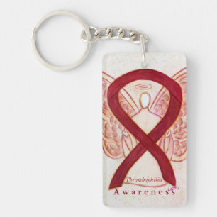 Thrombophilia Angel Awareness Ribbon Keychain