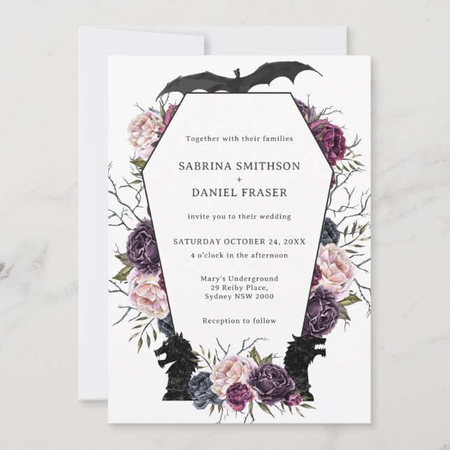 Thrones Dragon Mediaeval Gothic Wedding Invitation (Front)