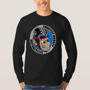 Throttle Monkey Motorcycle  Biker Chimp Helmet Rid T-Shirt