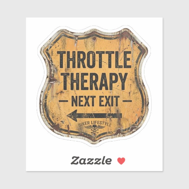Throttle Therapy Biker Highway Sign Decal (Sheet)