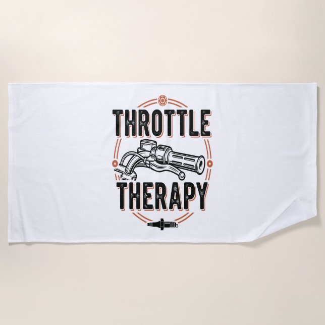 Throttle Therapy Motorcycle Grip Beach Towel (Front)