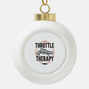 Throttle Therapy Motorcycle Grip Ceramic Ball Christmas Ornament