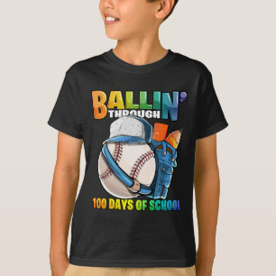 Through 100 Days Of School Baseball Kindergarten B T-Shirt