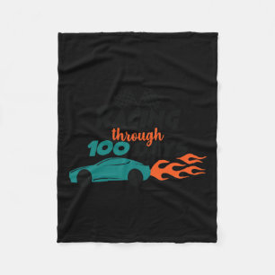 Through 100 Days Racing Car 100 Days Of School Out Fleece Blanket