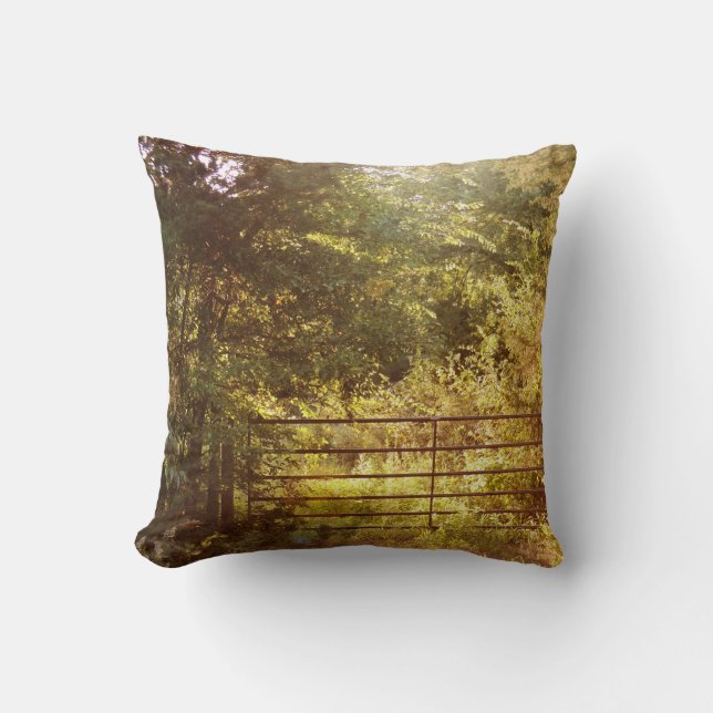 Through a Country Gate Throw Pillow (Front)