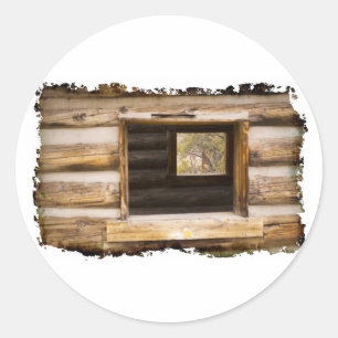Through and Through Cabin Window Classic Round Sticker