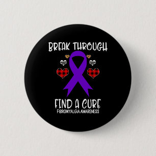 Through Find A Cure Fibromyalgia Awareness Ribbon 6 Cm Round Badge