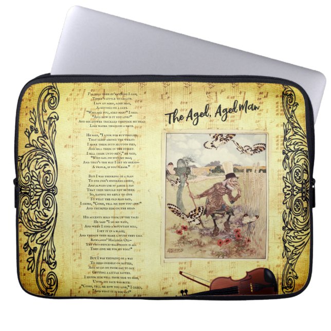 Through Looking Glass Alice Wonderland Aged Man Laptop Sleeve (Front)