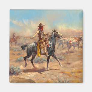 Through the Alkali, 1904 by Charles Marion Russell Magnet