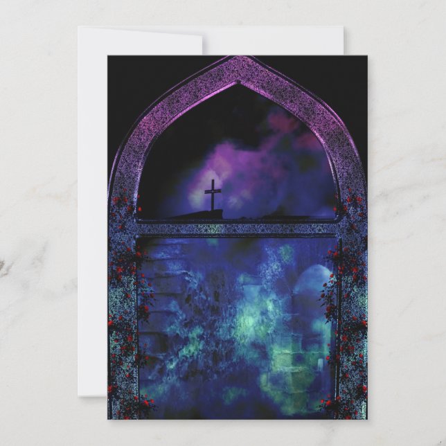 Through The Arch Gothic Wedding Invite (Front)