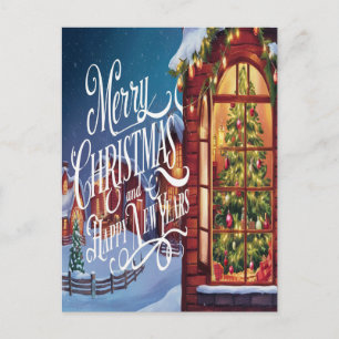 Through the Holiday Window Postcard