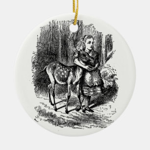 Through the Looking Glass - Alice and the Fawn Ceramic Tree Decoration