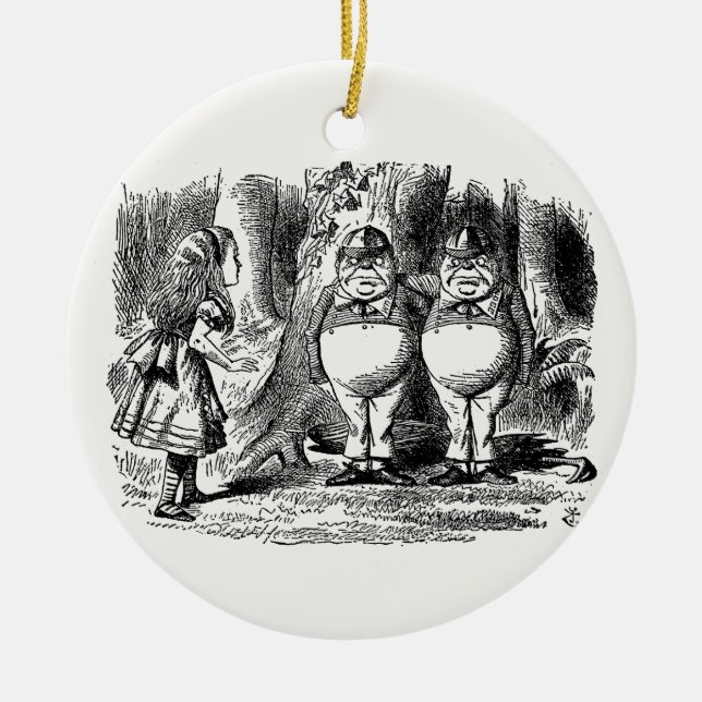 Through the Looking Glass, Tweedledum & Tweedledee Ceramic Tree Decoration (Front)