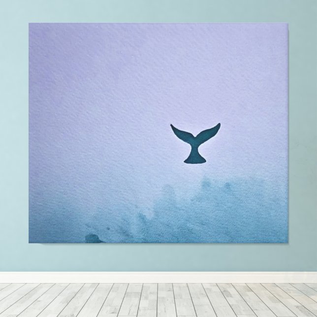 Through The Mist Whale Tail Art Canvas Print (Insitu(Wood Floor))