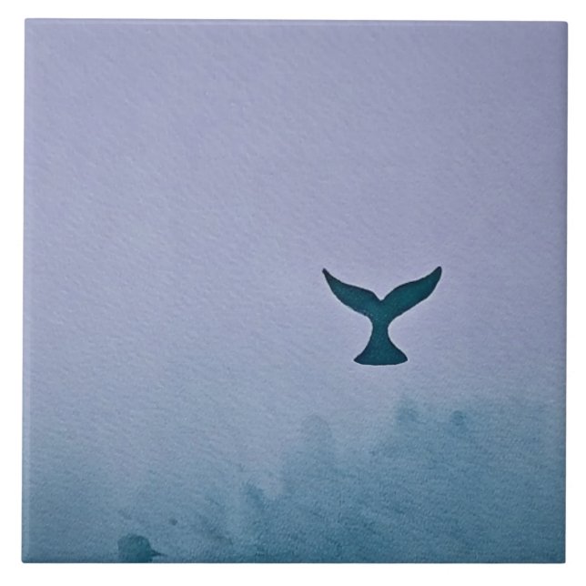 Through The Mist Whale Tail Art Tile (Front)