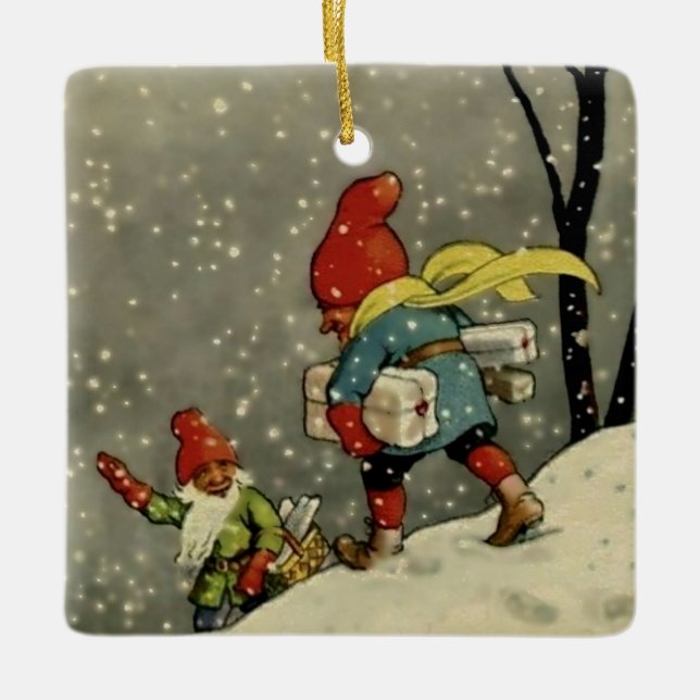 “Through the Snowstorm” by Jenny Nystrom Ceramic Ornament (Front)