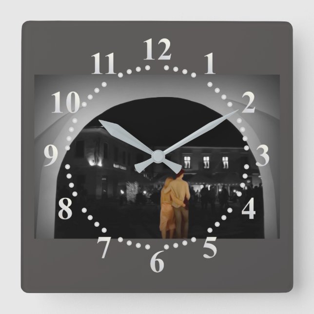 Through the tunnel square wall clock (Front)