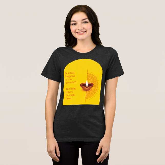 Through the Wounds T‑Shirt | Healing Light Mandala Tri-Blend Shirt (Front Full)