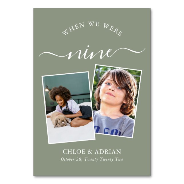 Through the Years Couple Photo Wedding Modern Tabl Table Number (Front)