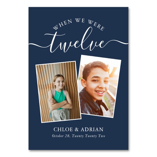 Through the Years Couple Photo Wedding Modern Tabl Table Number (Front)