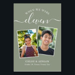 Through the Years Couple Photo Wedding Modern Table Number<br><div class="desc">Reminisce and have some fun with your wedding reception table numbers - These elegant simple table numbers give you the option to include a photograph of the the bride and groom at the same age as the table number, the bride and grooms name/s and the date of their wedding. The...</div>