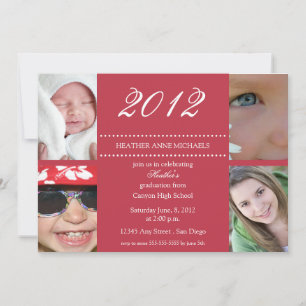 Through the Years Graduation Invitation-red Invitation