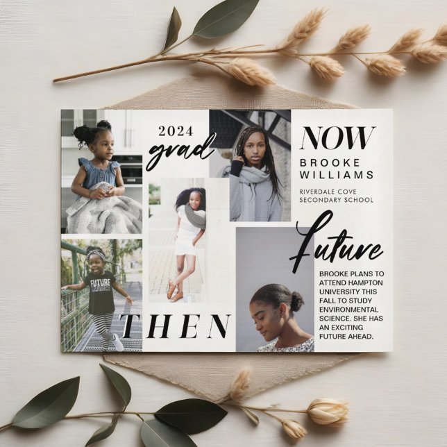 Through the Years - Now & Then Graduation 5 Photo Invitation (Creator Uploaded)