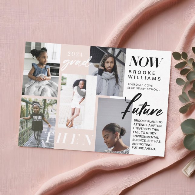 Through the Years - Now & Then Graduation 5 Photo Invitation (Through the Years - Now & Then Graduation 5 Photo Invitation)