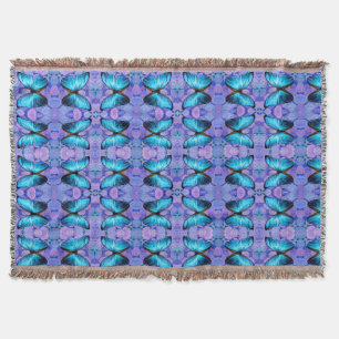 Throw Blanket Blue Butterfly & Hydrangeas