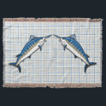 Throw Blanket - Blue Marlin on Plaid<br><div class="desc">Not many fish are more incredibly beautiful than the blue marlin -- and not many fish are larger. The blue marlin is the largest of the Atlantic marlins and, seriously, one of the biggest fish in the world. As with some species, the female is often quite a bit larger than...</div>