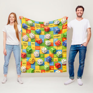 Throw blanket, colourful board game dice pattern d fleece blanket