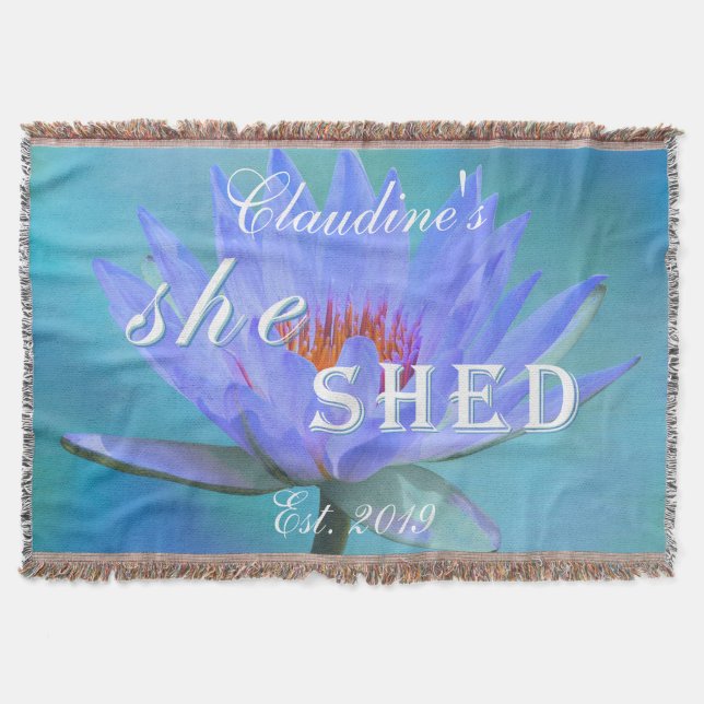 Throw Blanket She Shed Water Lily Pastel (Front)