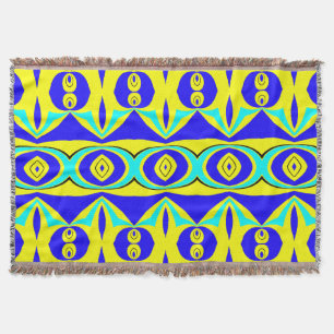 Throw Blanket, Vibrant multicolor fabric pattern  