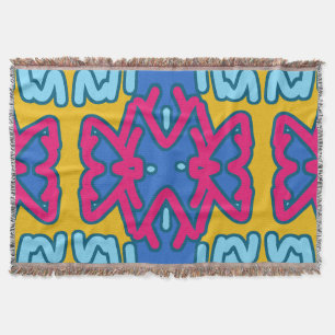 Throw Blanket, Vibrant multicolor fabric pattern Blanket