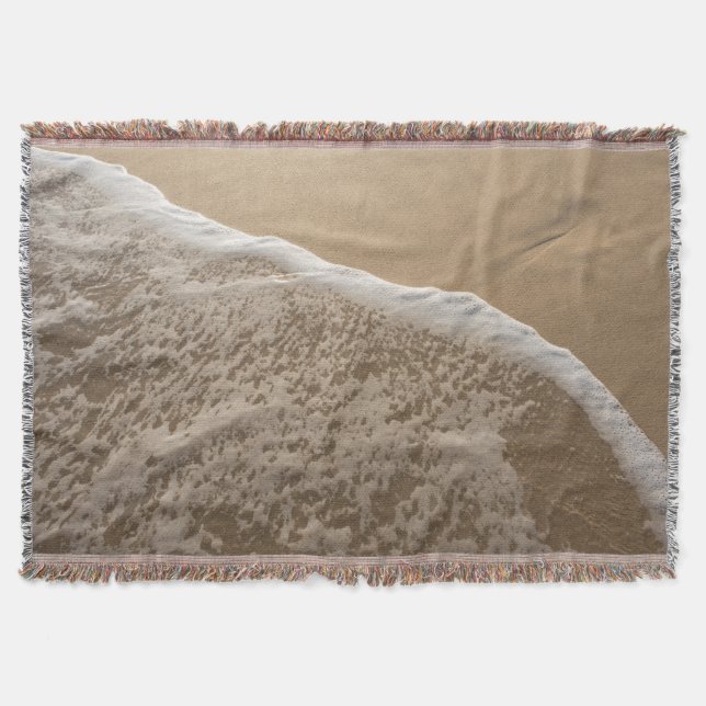 Throw blanket with image of water on beach (Front)