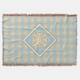  Throw blanket with medallions on sky blue