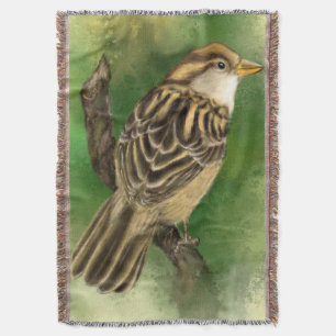 Throw Blanket with Sparrow