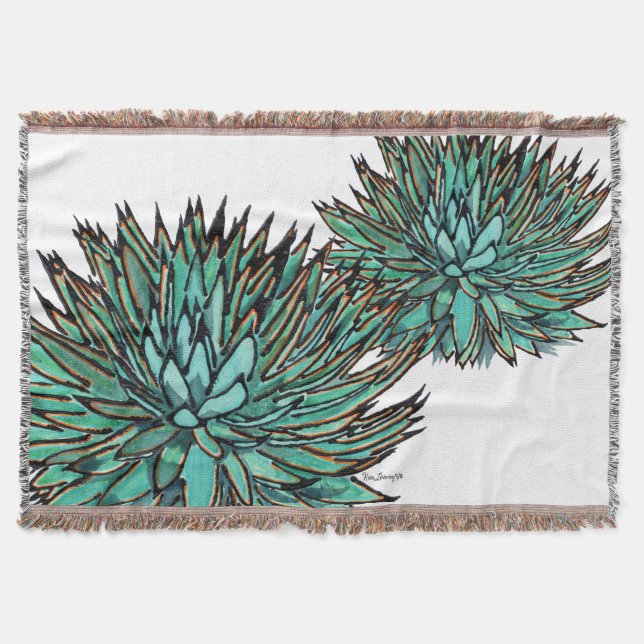 Throw Blankets - Spiky Green Agave (Front)