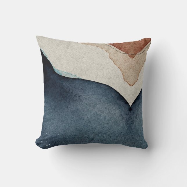 Throw Cushion - Abstract Blue Brown Pattern (Front)