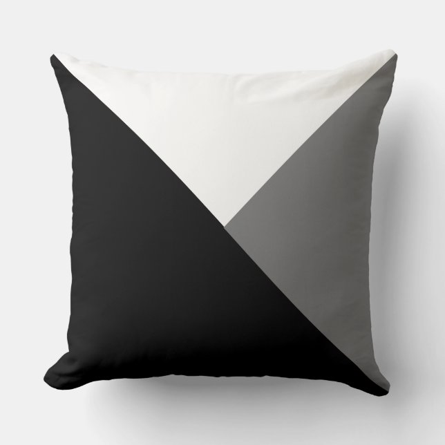 Throw Cushion - Abstract Triangles Blk/Grey/White (Front)