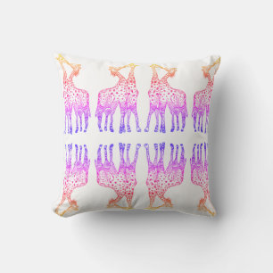 Throw Cushion Giraffes Kiss colourful art