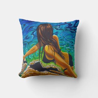 Throw Cushion Woman in Rock Pool