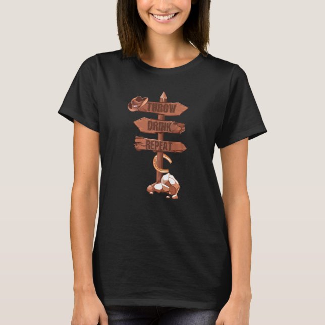 Throw Drink Repeat  Horseshoe Pitching Retro Appar T-Shirt (Front)