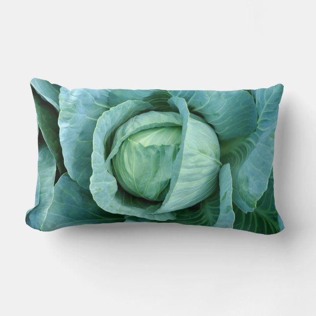 Throw lumbar pillow with cabbage image (Front)