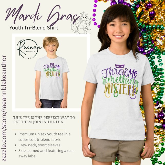 "Throw Me Something, Mister" Mardi Gras Youth Tri-Blend Shirt (Creator Uploaded)