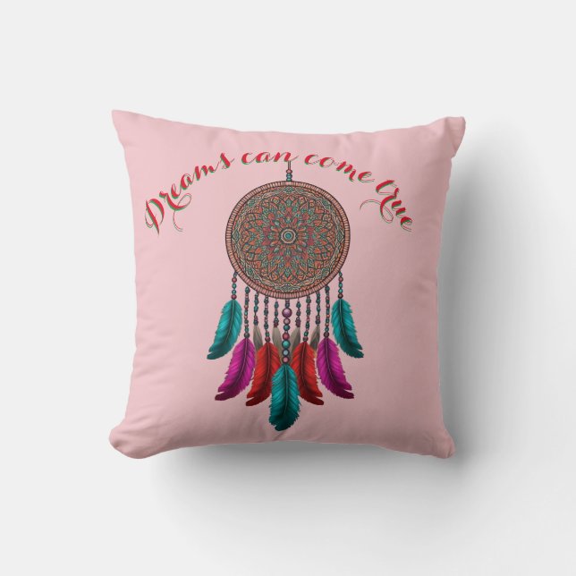  Throw Pillow 16" x 16""Boho Dream"  dreamcatcher (Front)
