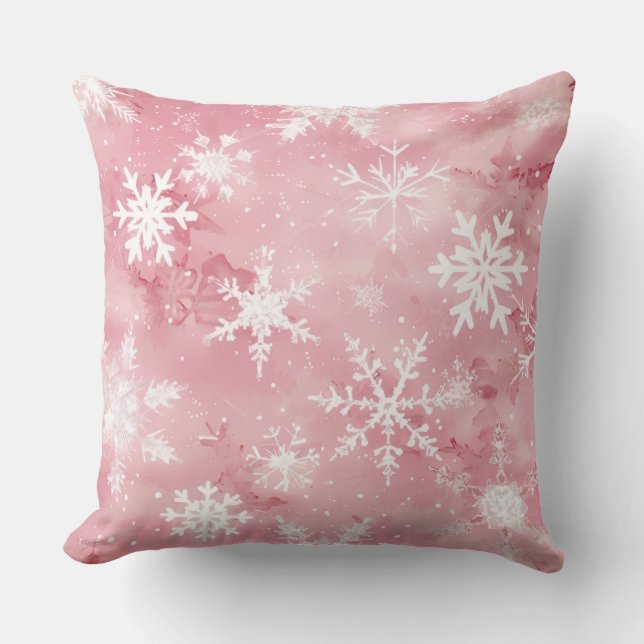Throw Pillow a snow crystal pattern (Front)
